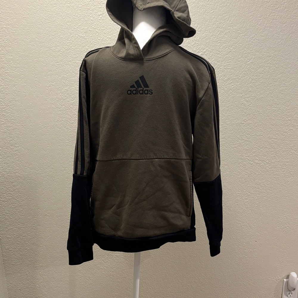 Adidas Khaki and Black Pullover Hoodie